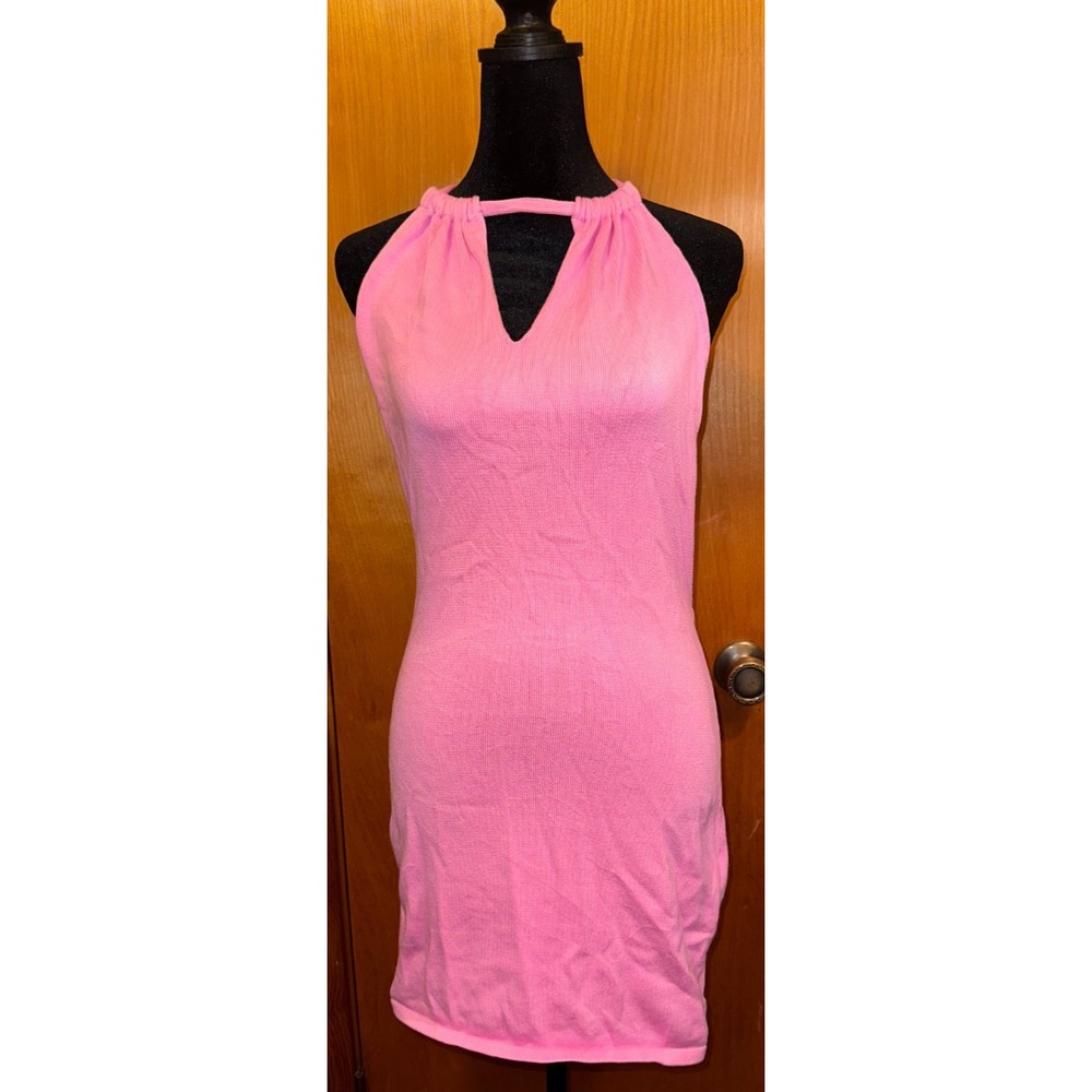 Beginning Boutique Mimosa Knit Halter Pink Mini Dress Size 12